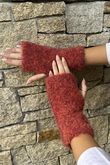 Boucle Fingerless Gloves Rust Melange